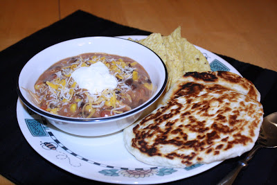 Creamy Cheesy Chicken Taco Soup & Quick & Easy Flat Bread