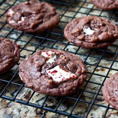 Peppermint Bark Chocolate Fudge Cookies