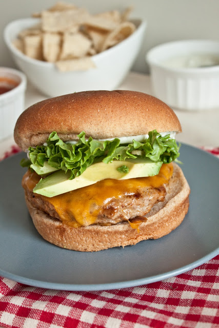 Turkey Taco Burgers with Green Chile Sour Cream