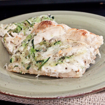 Garlic-Buttered Chicken & Zucchini Pizza