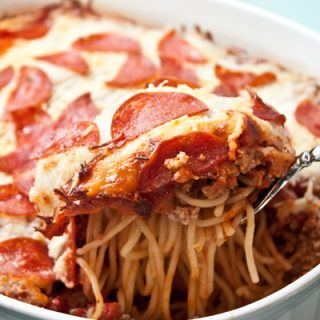 Pepperoni Pizza Spaghetti Casserole