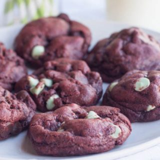 Dark Chocolate & Mint Chip Red Velvet Cookies