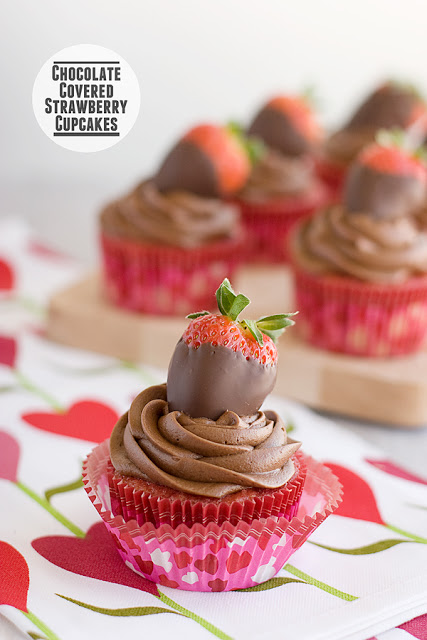 Seven Days of Valentine Sweets: Chocolate Covered Strawberry Cupcakes by Taste & Tell