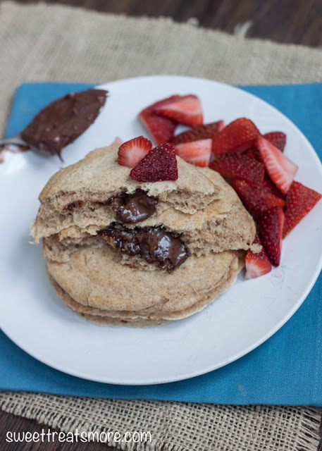 Seven Days of Valentine Sweets: Nutella Stuffed Whole Wheat Pancakes