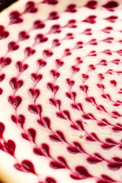 Seven Days of Valentine Sweets: White Chocolate Raspberry Heart Swirled Cheesecake by Cooking Classy