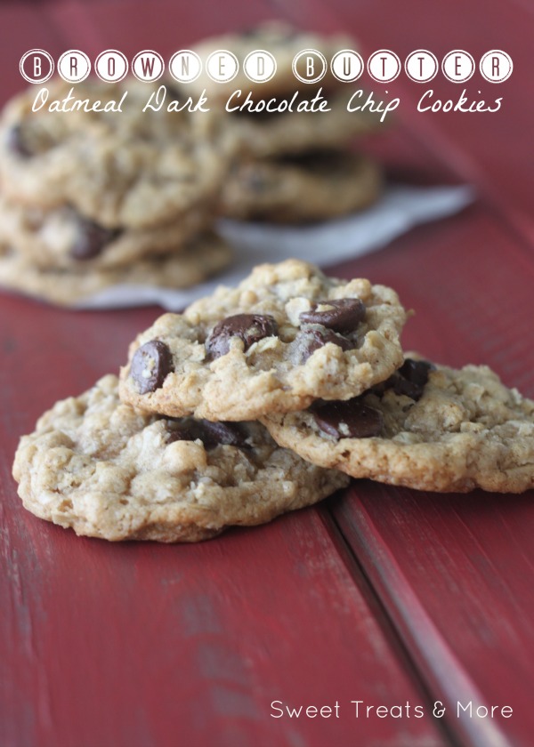 Browned Butter Oatmeal Dark Chocolate Chip Cookies