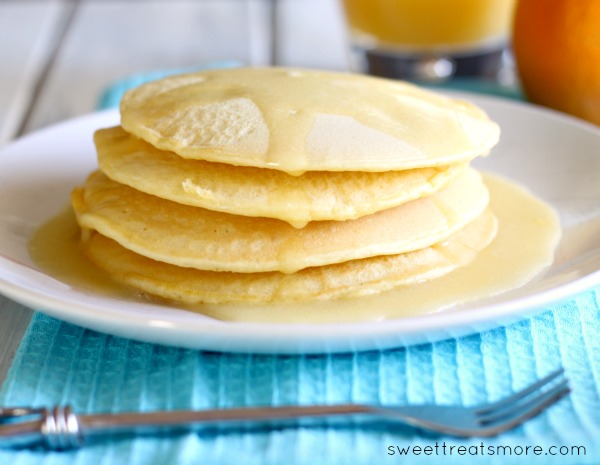 Orange Kissed Pancakes with a Buttery Orange Glaze