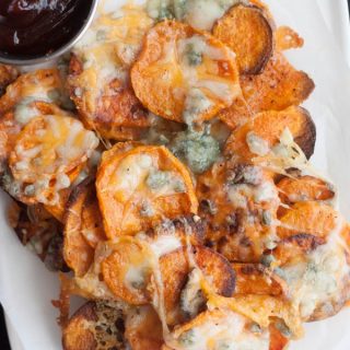 Oven Baked Blue Cheese & Cheddar Sweet Potato Rounds
