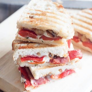 Roasted Red Pepper Paninis {the art of soup and sandwich}