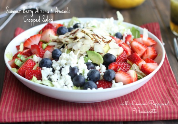 Summer Berry, Almond + Avocado Salad with Lemon Poppy Seed Vinaigrette