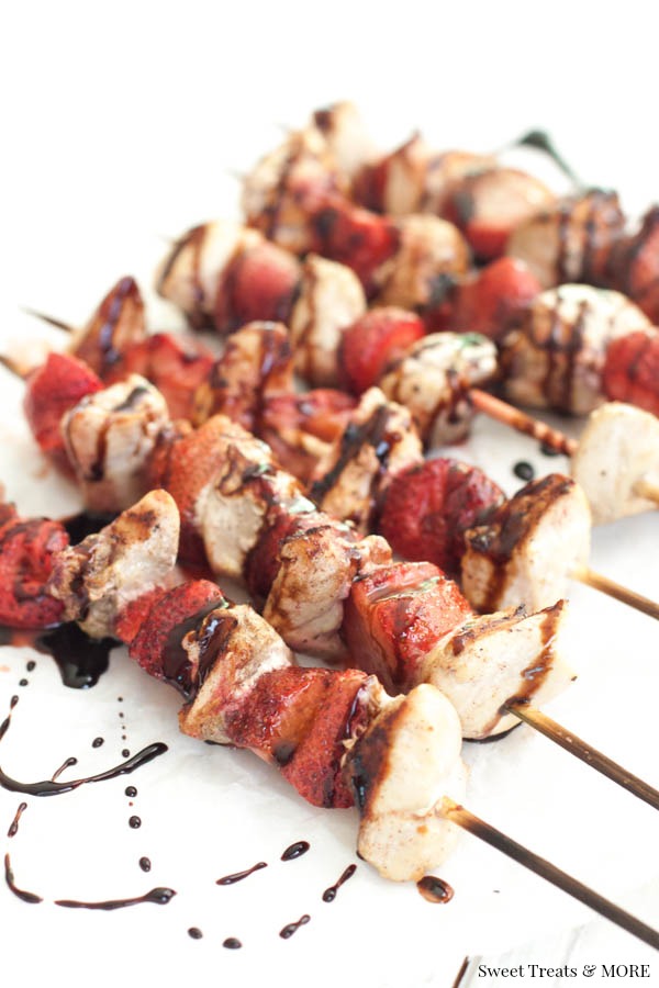 Balsamic Glazed Grilled Strawberry Chicken Kabobs