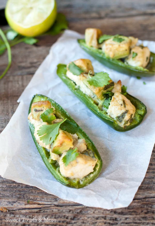 {Whole30} Cilantro-Lime Chicken and Avocado Stuffed Jalapeños