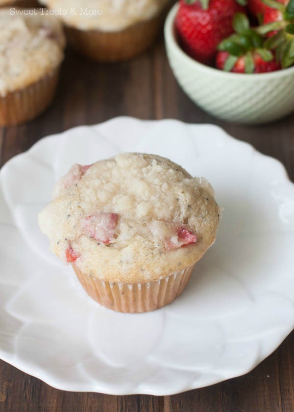 Strawberry Poppy Seed Sour Cream Crumb Muffins