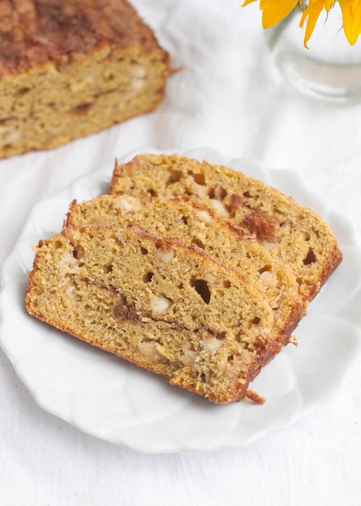 White Chocolate Cinnamon Swirl Pumpkin Banana Bread