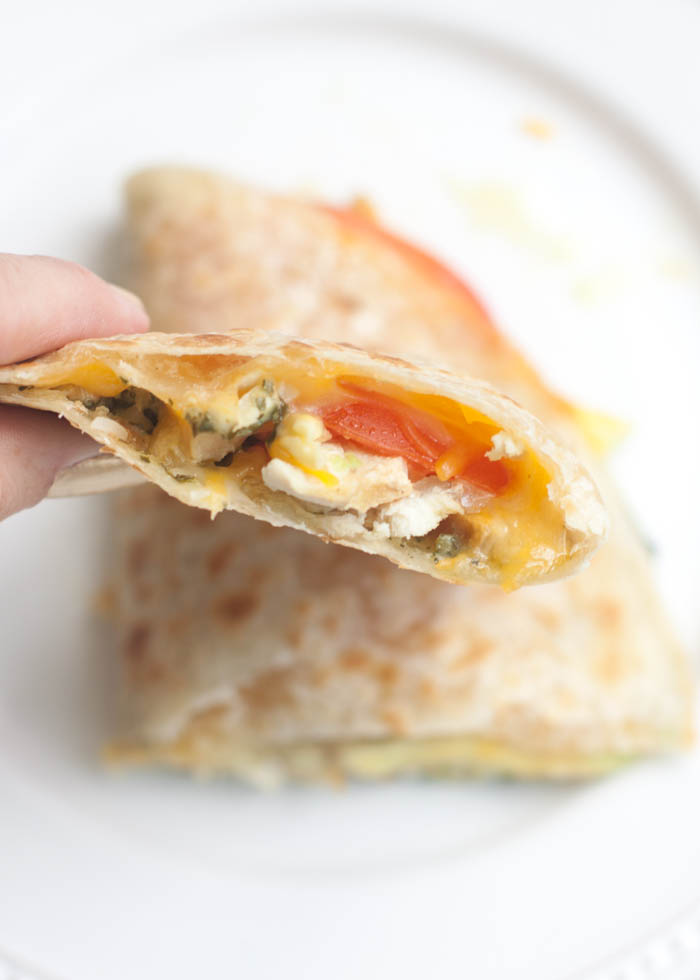 Pesto Chicken Tomato and Avocado Quesadilla In the Kitchen with