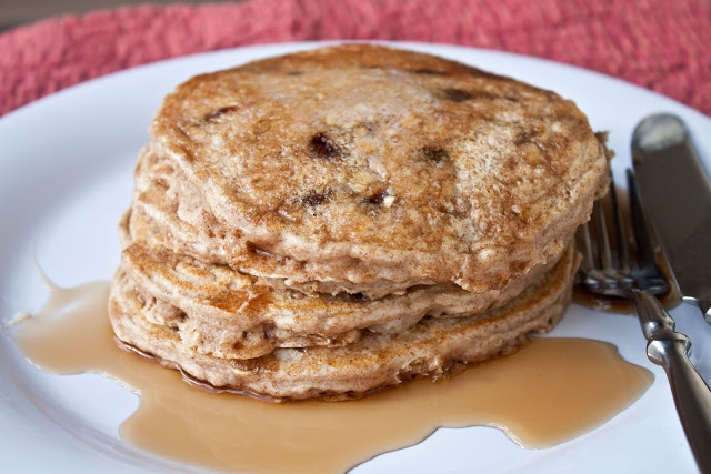 Whole Wheat Oatmeal Chocolate Chip Pancakes