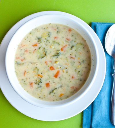 Lightened Up Broccoli Cheese & Potato Soup - Kristy Denney