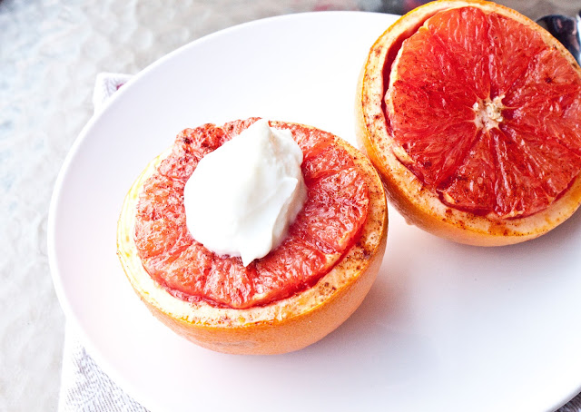 Broiled Grapefruit with Brown Sugar and Yogurt