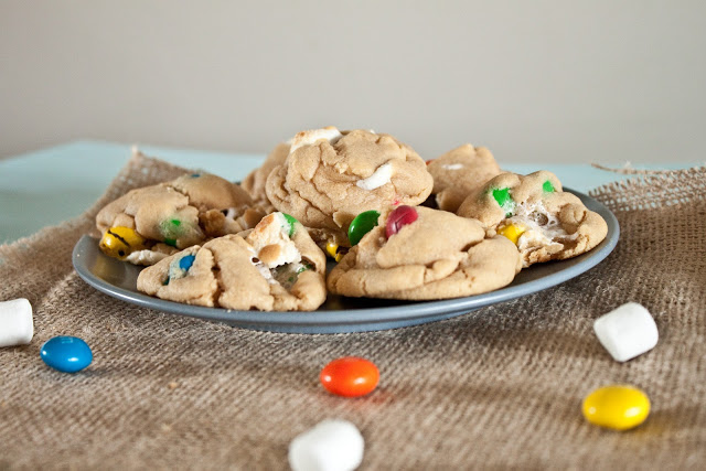 Peanut Butter M&M Marshmallow Cookies. Oh my!