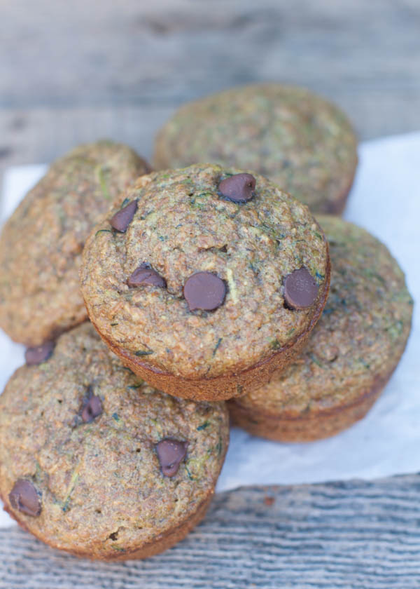 Chocolate Chip Zucchini Banana Bran Muffins