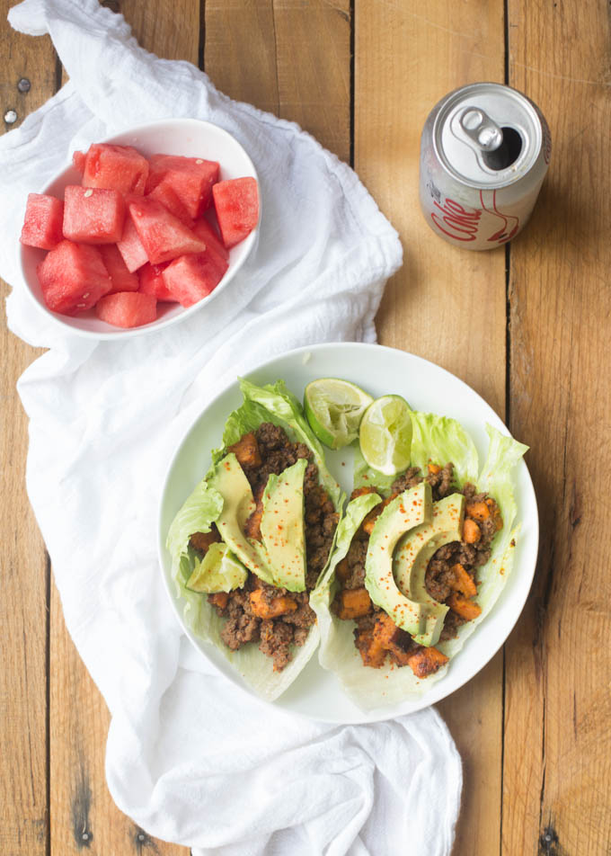 Chili Lime Beef & Sweet Potato Lettuce Wraps