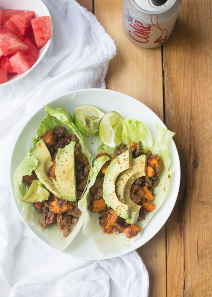 Chili Lime Beef & Sweet Potato Lettuce Wraps Kristy Denney