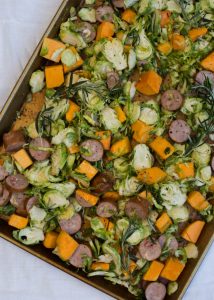 One Pan Wonder - Roasted Fall Veggies, Sausage and Bacon | Boys Ahoy