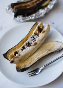 Dark Chocolate Peanut Butter + Coconut Banana Boat | Boys Ahoy