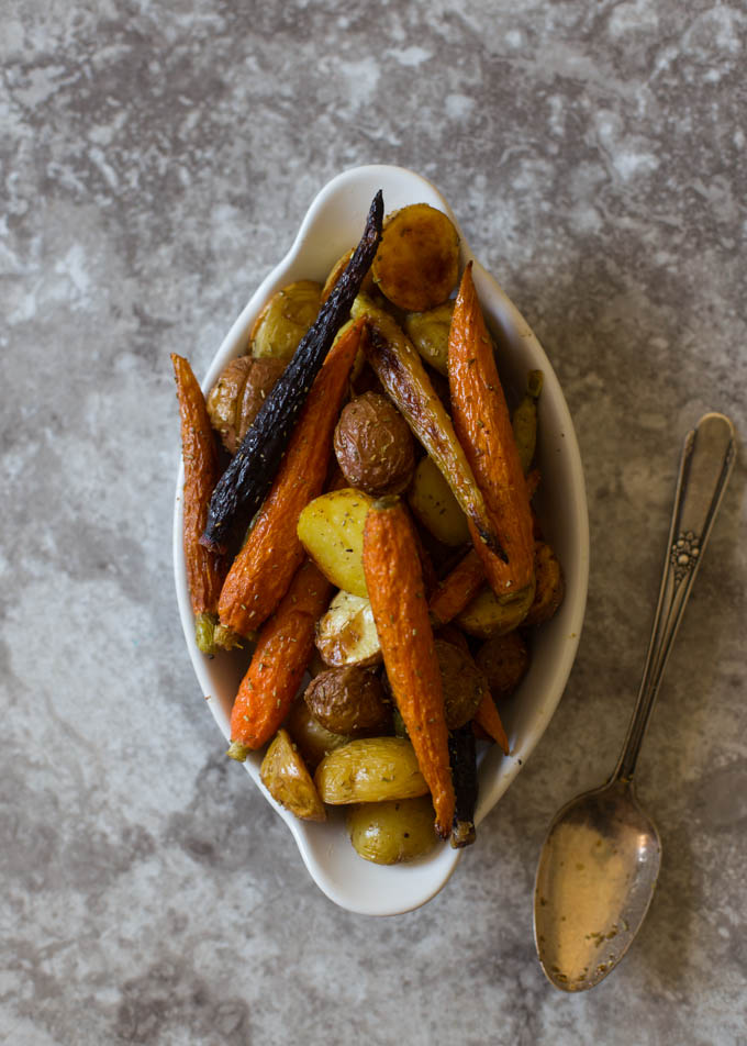 Roasted Rosemary-Garlic Carrots and Potatoes | Boys Ahoy