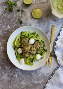 Cilantro Chicken Meatballs over Zoodles | Boys Ahoy