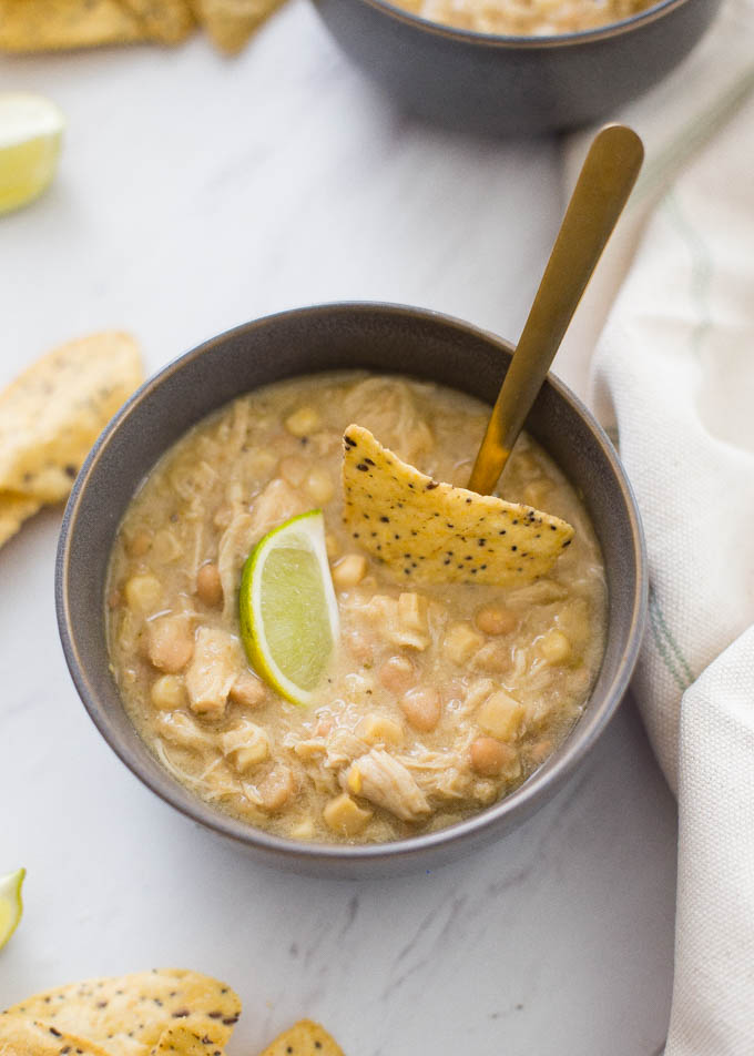 Slow Cooker Coconut Lime White Chicken Chili | Boys Ahoy