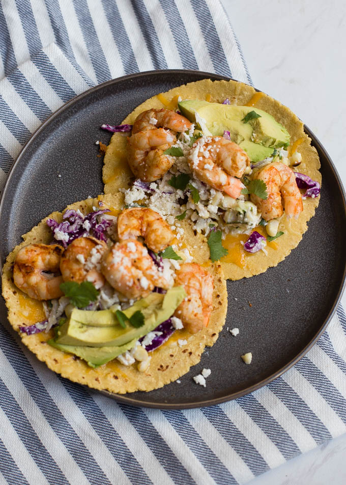 Grilled Chili Lime Shrimp Tacos with Mexican Corn Slaw