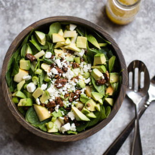 Easy Apple & Avocado Spinach Salad with Maple Dijon Vinaigrette