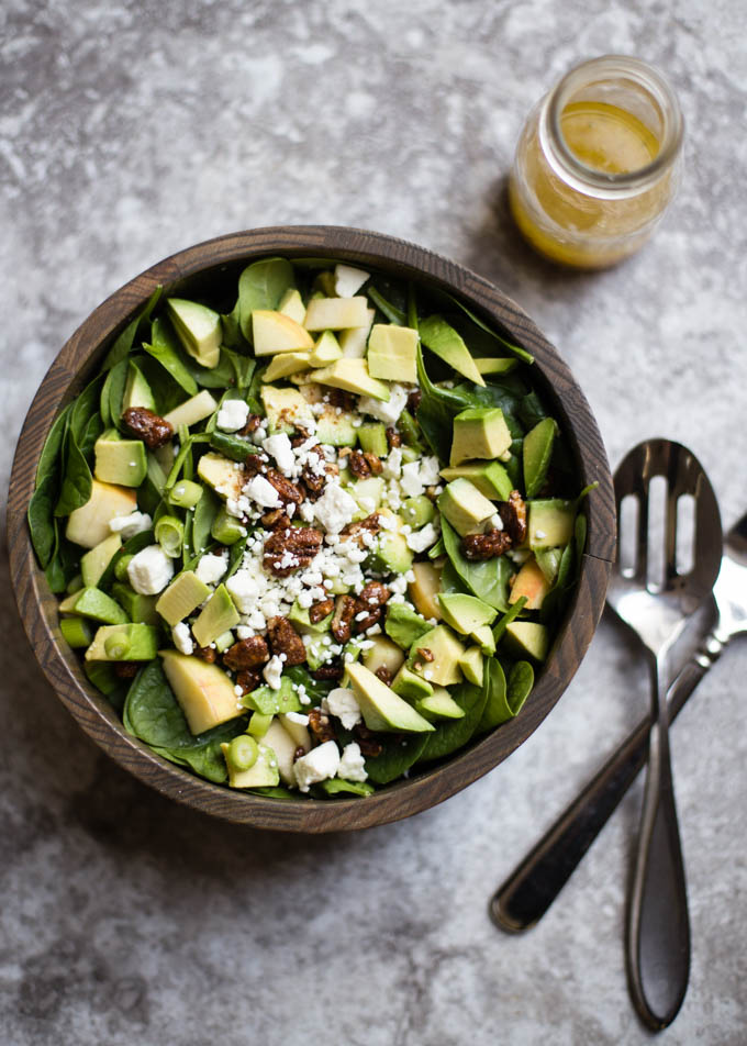 Easy Apple & Avocado Spinach Salad with Maple Dijon Vinaigrette